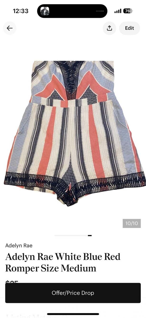 Adelyn Rae Striped Chevron Romper Size Medium - Picture 10 of 10